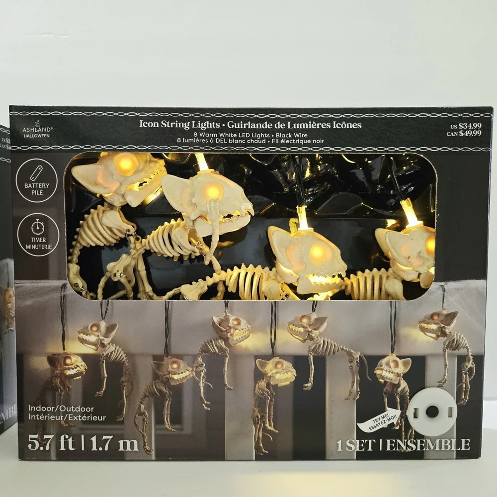 Ashland Dogs Skeleton Halloween Icon String Lights Decor Indoor Outdoor New!
